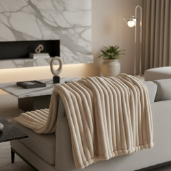 Aure Striped Faux Fur Throw