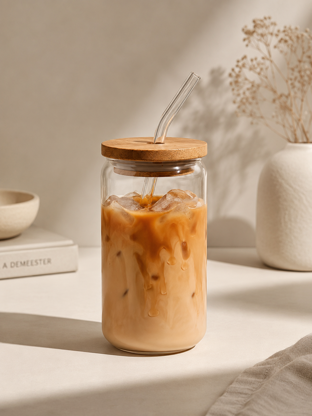 Borosilicate Glass Tumbler with Bamboo Lid & Straw