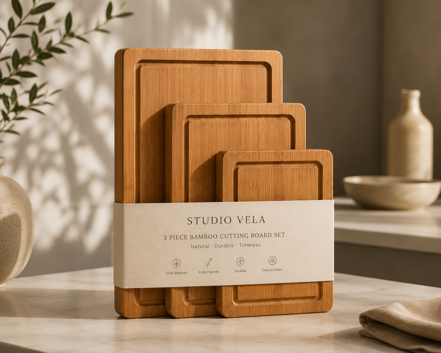 Maro Carbonised Bamboo Cutting Board Set
