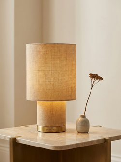 Noma Linen Table Lamp — warm minimal lifestyle — Studio Vela